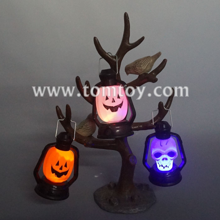 Mini Size Light Up Halloween Decoration LED Pumpkin Skull Lantern