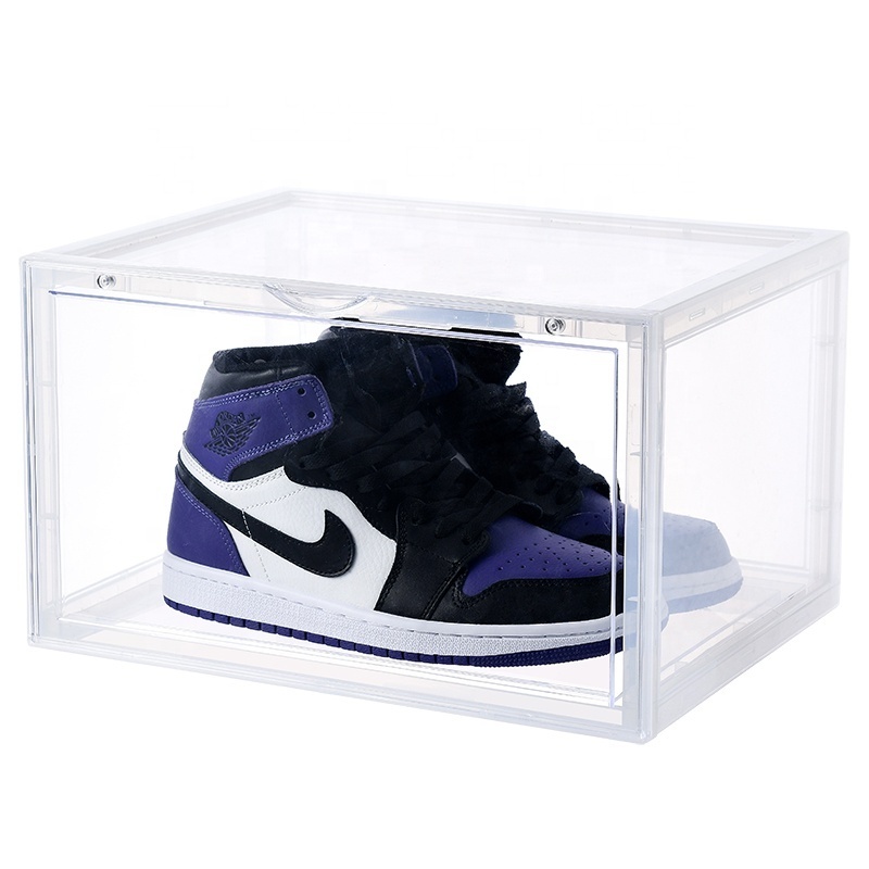 Hot Selling Custom Stackable Black Plastic Shoe Boxes Storage , Home Shoes Racks Cabinet Clear Shoes Storage Organizer