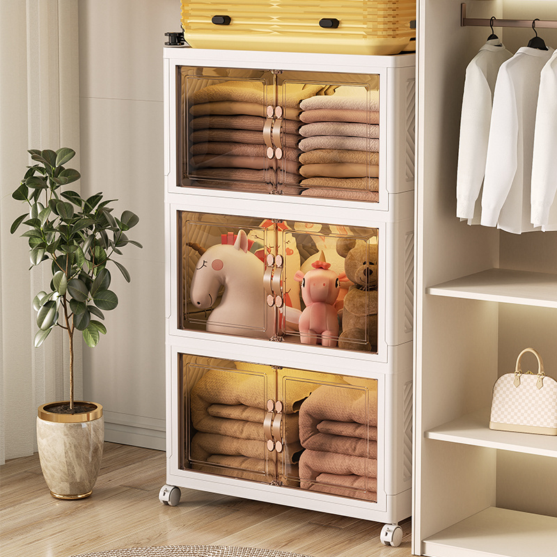 5 tiers Most popular New Arrival storage cabinet for clothes with shelves and doors foldable storage closet organizier