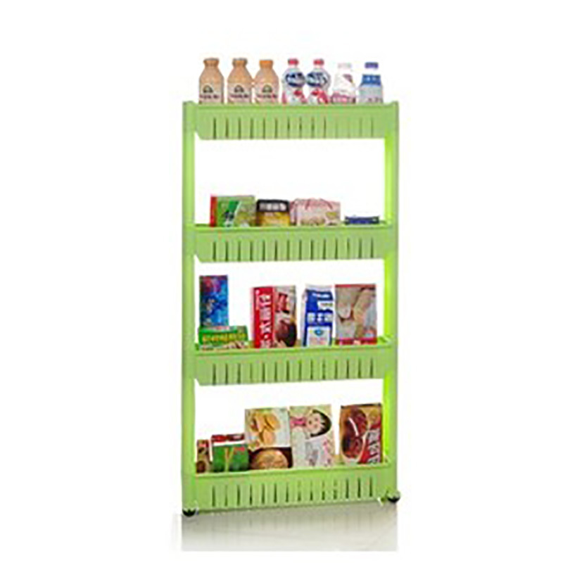 Narrow Home Organizer Rack 4 Tiers Slim Home Garden Cube Storage Rack Kitchen Bathroom Cart Tower Shelves Holder with Wheels