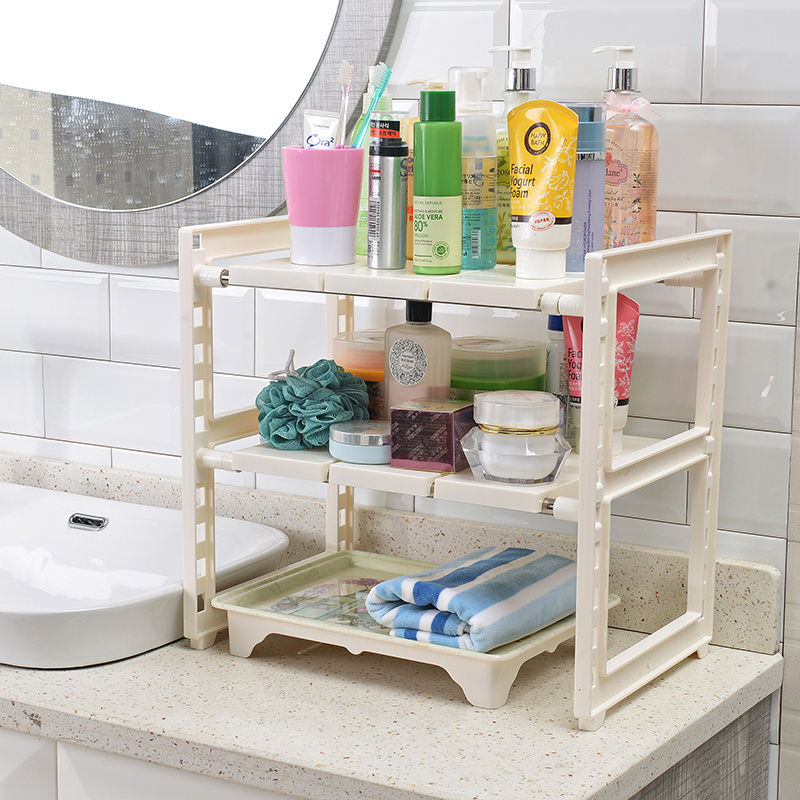 Wholesale Telescopic Plastic Kitchen Rack Expandable Tiered Under Sink Storage Organizer Shelf