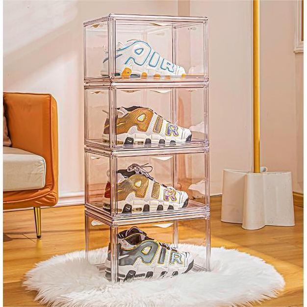 Plastic Sneaker Stackable Storage Transparent Boxes Drop Front Custom Acrylic Wholesale Drawer Type Clear Shoe Box