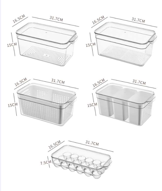 Stackable Kitchen acrylic Storage Refrigerator Organizer Bins plastic containers dispenser with lids for Fridge, Freezer, Pantry