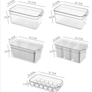 Stackable Kitchen acrylic Storage Refrigerator Organizer Bins plastic containers dispenser with lids for Fridge, Freezer, Pantry