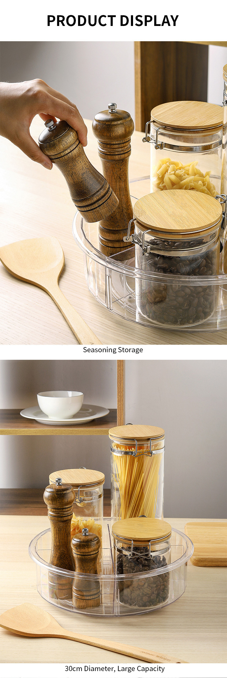 Transparent Plastic acrylic Lazy Susan Kitchen Spice Rack Makeup Storage 360 degree Turntable Rotating Seasoning Organizer