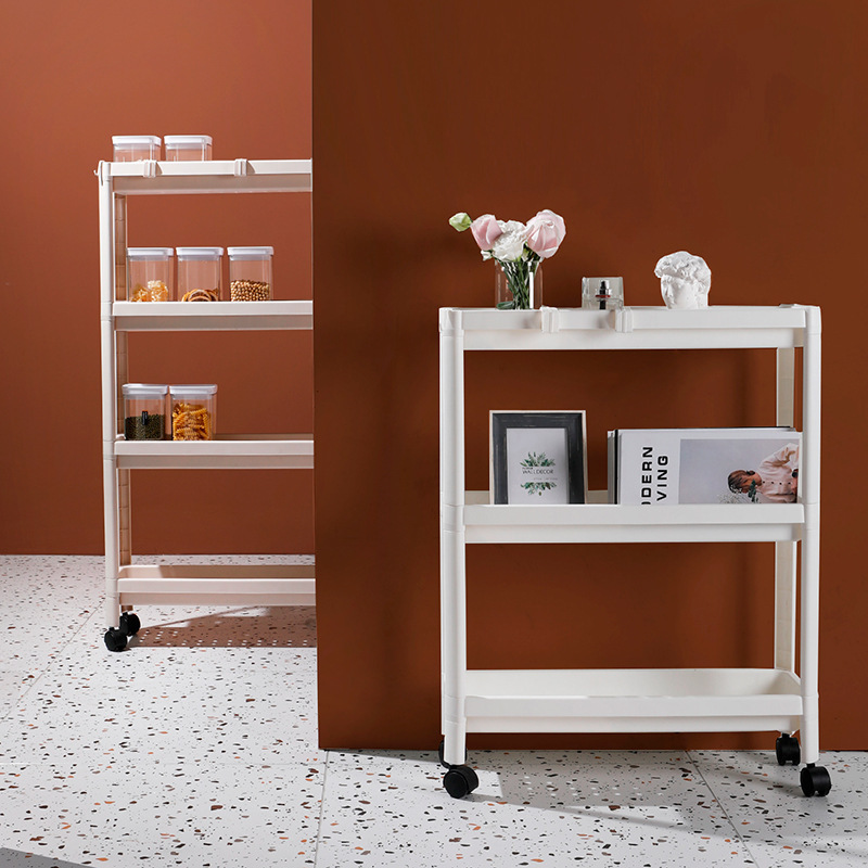 3 layers PP organizer rolling plastic storage drawers organizer trolley cart with pp tray top plastic utility cart trolley