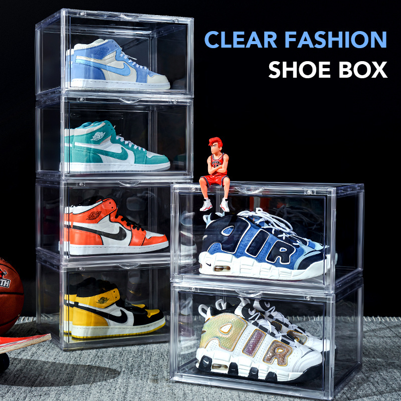 Clear Display Shoe Box storage Wholesale Transparent Custom Acrylic Shoe Box Customized Clear Acrylic Case Box