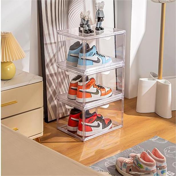 Plastic Sneaker Stackable Storage Transparent Boxes Drop Front Custom Acrylic Wholesale Drawer Type Clear Shoe Box