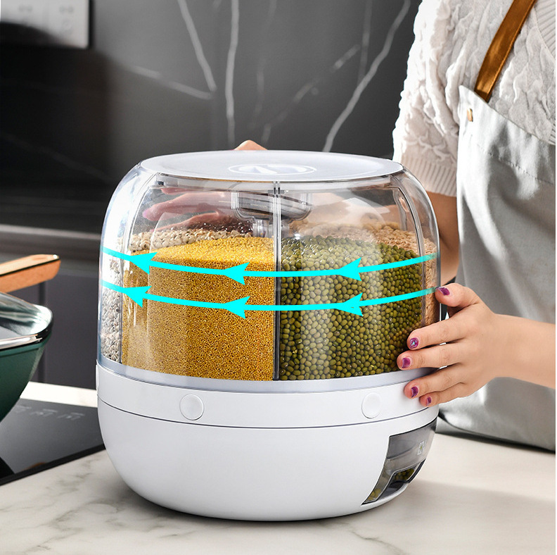 Automatic cereal dry food flour bin pet dog cat food dispenser with measuring cup Rice bucket household storage and container