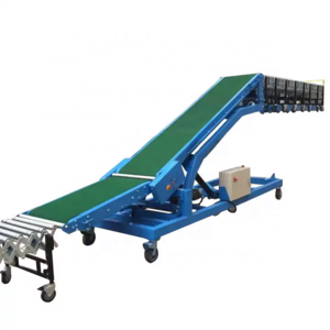 Hydraulic lifting platform inclined belt conveyor line systems loading unloading truck container industry box pallet conveyor