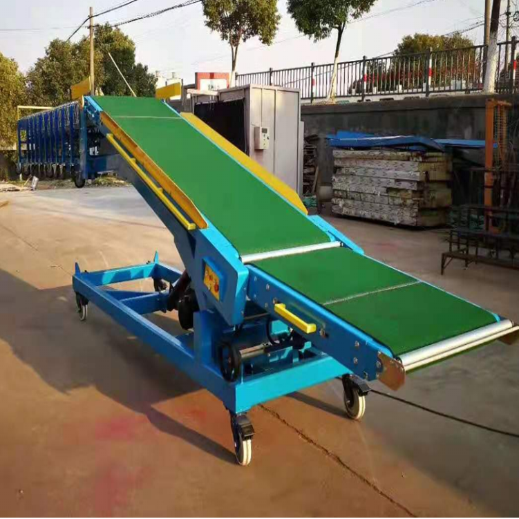 Shanghai Muxiang Automatic truck container powered loading unloading inclined belt conveyors vertical lifting conveyor system