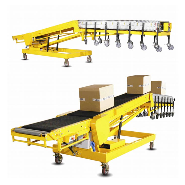 Shanghai Muxiang Automatic truck container powered loading unloading inclined belt conveyors vertical lifting conveyor system