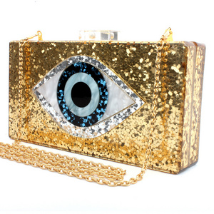 2022 high quality funky eyes evil clutch purse acrylic handbags clutch evening bags for ladies