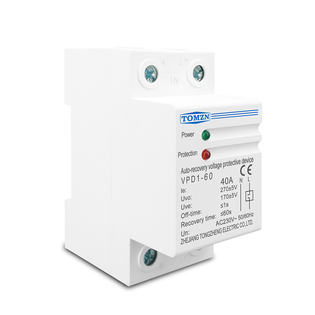 40A 63A 230V Household Din rail automatic recovery reconnect over voltage and under voltage protective device protector