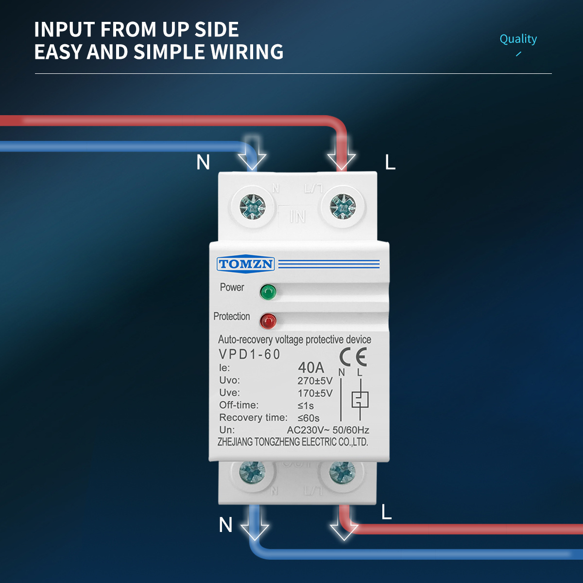 40A 63A 230V Household Din rail automatic recovery reconnect over voltage and under voltage protective device protector