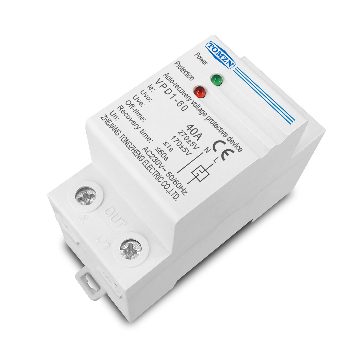 40A 63A 230V Household Din rail automatic recovery reconnect over voltage and under voltage protective device protector