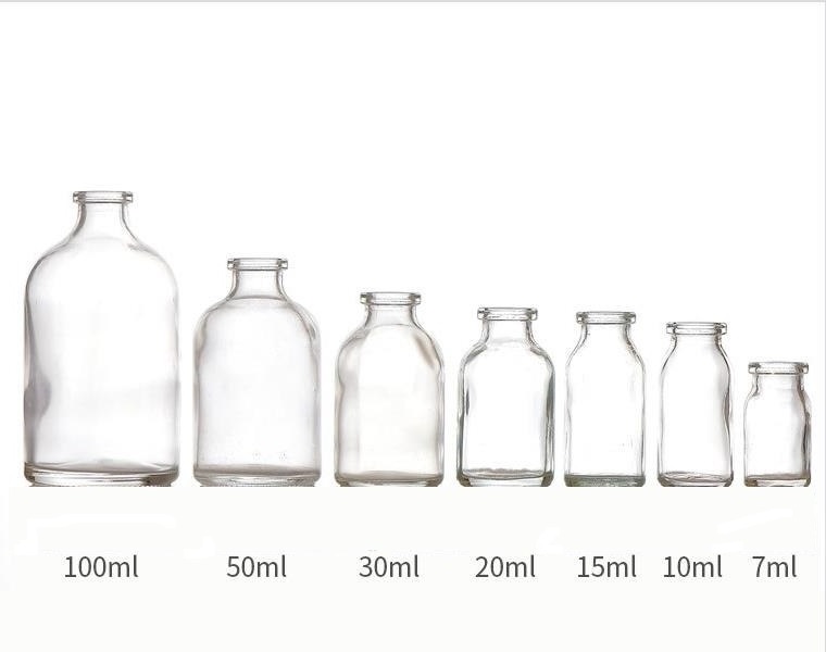 Neutral borosilicate glass clear moulded antibiotic glass vials clear glass bottles for injection