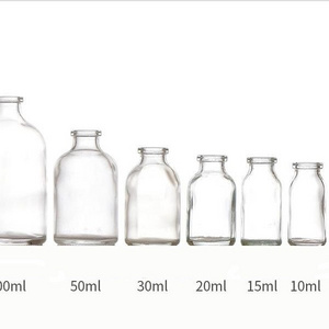 Neutral borosilicate glass clear moulded antibiotic glass vials clear glass bottles for injection