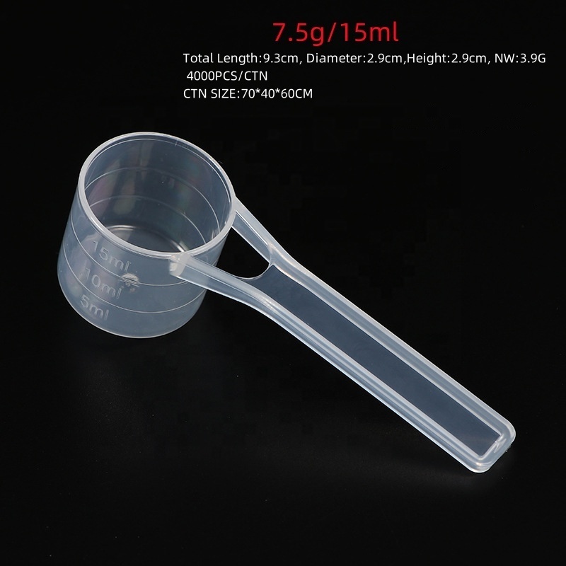 7.5g  15ml Transparent disposable protein powder milk powder plastic measuring spoon Plastic measuring Scoop