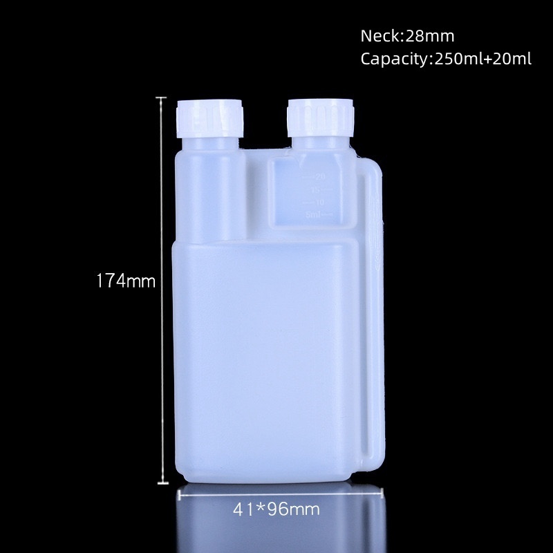 100ml 120ml 250ml 500ml 1000ml Laboratory HDPE Twin double Neck Measuring Plastic Dosing Bottle Chemical liquid Bottle