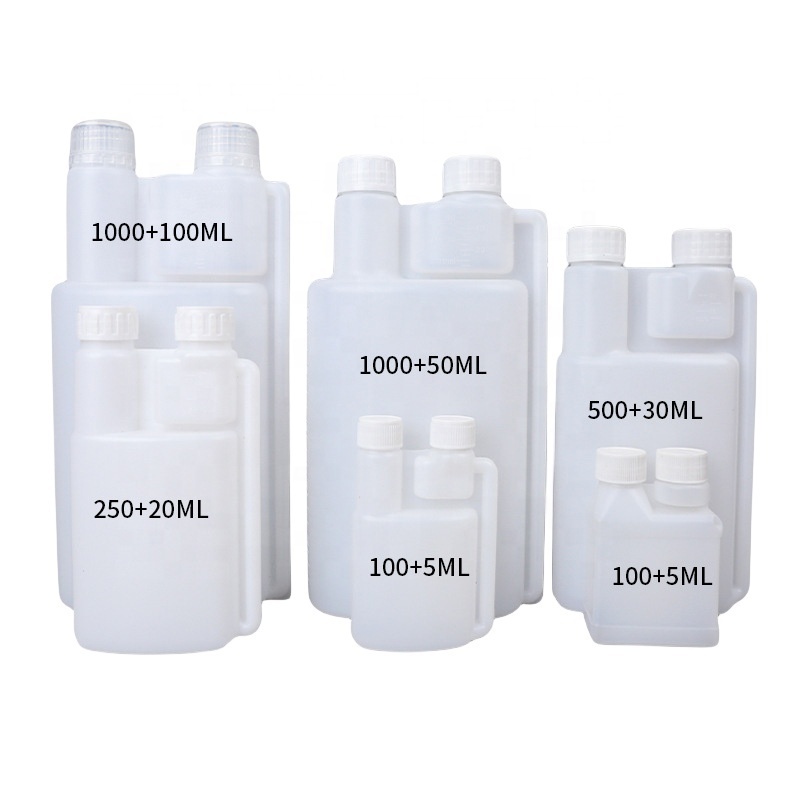 100ml 120ml 250ml 500ml 1000ml Laboratory HDPE Twin double Neck Measuring Plastic Dosing Bottle Chemical liquid Bottle