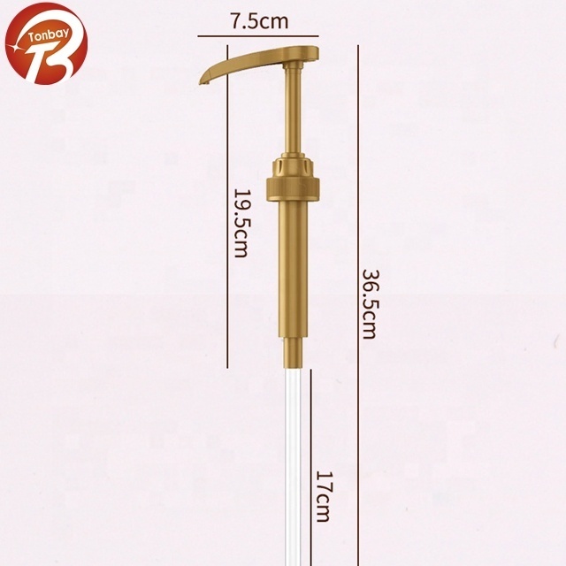 28mm Gold Coffee Syrup Dispenser Pump for Syrup Bottles Coffee Flavoring Syrup Pump Fits 25.4 Oz/ 750ml Bottles