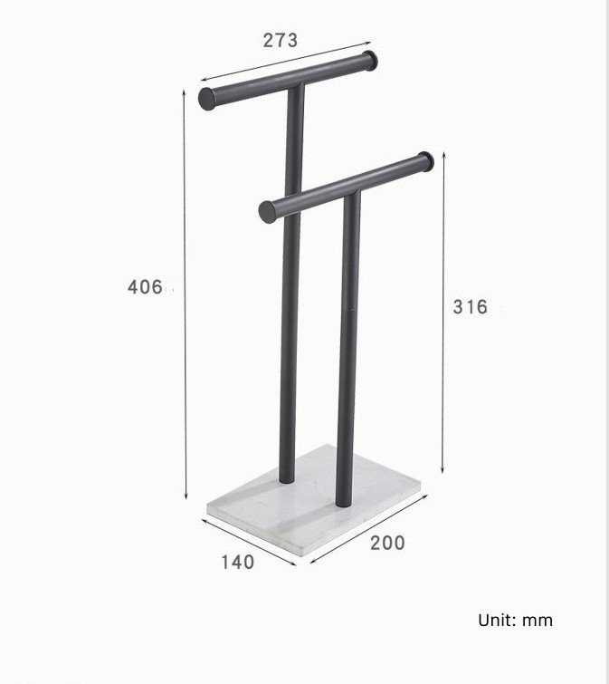 Stainless steel marble vertical floor movable tabletop shelf double rod no punch storage shelf