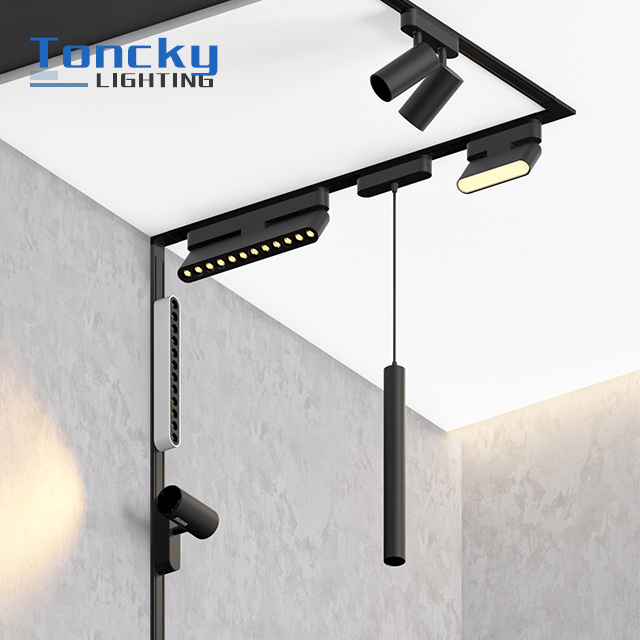 New fashion magnetic led track lights Ultra Thin Rail Smart magnetic linear track light Dimmable magnet track lighting 48v