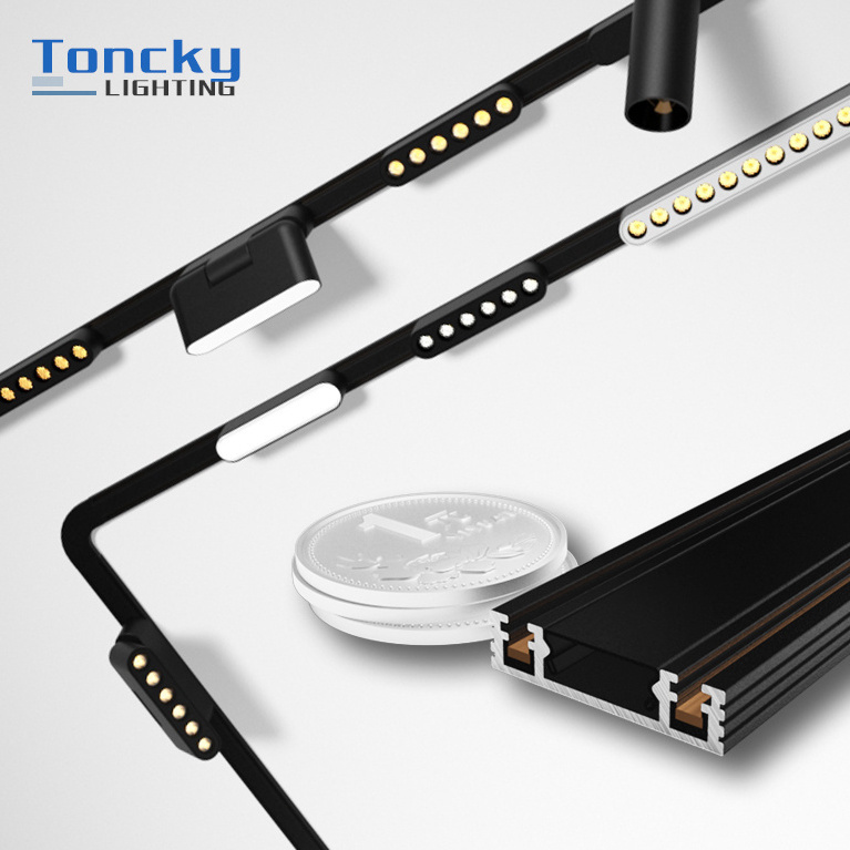 Ultra Thin Track Magnetic Lights Erdu 48V 35Mm Ceiling Track Lamp Rail Lighting System 10W 20W 30W Led Magnetic Track Light