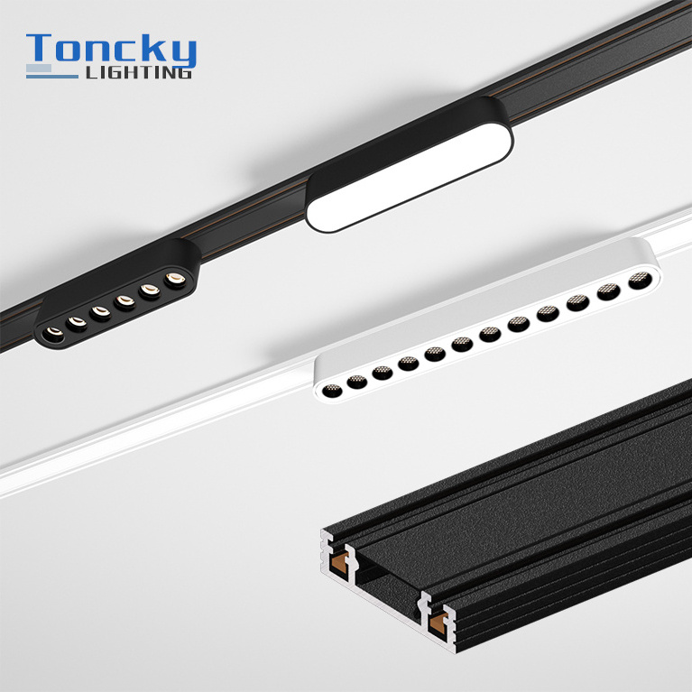 Home Commercial Lighting Surface Slim Aluminum Alloy Rail Spot Focus Lamp Linear Led Ultrathin Magnetic Track Light