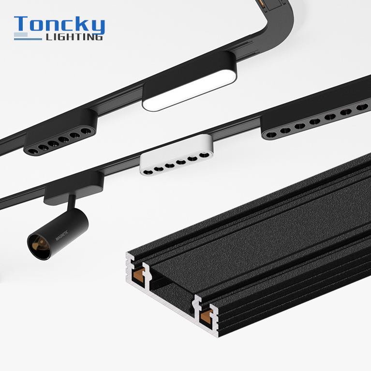 Home Commercial Lighting Surface Slim Aluminum Alloy Rail Spot Focus Lamp Linear Led Ultrathin Magnetic Track Light