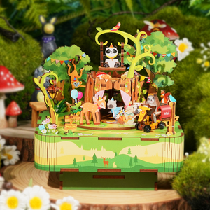 Tonecheer Forest Party Birthday gift Dly Handmade Wooden Toys Puzzle Music Forest cartoon Music Box