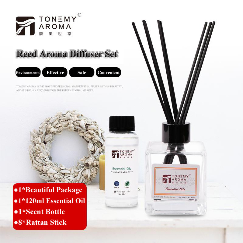 Tonemy Aroma reed diffuser 120ml diffuser bottle, 120ml diffuser refill with reed sticks