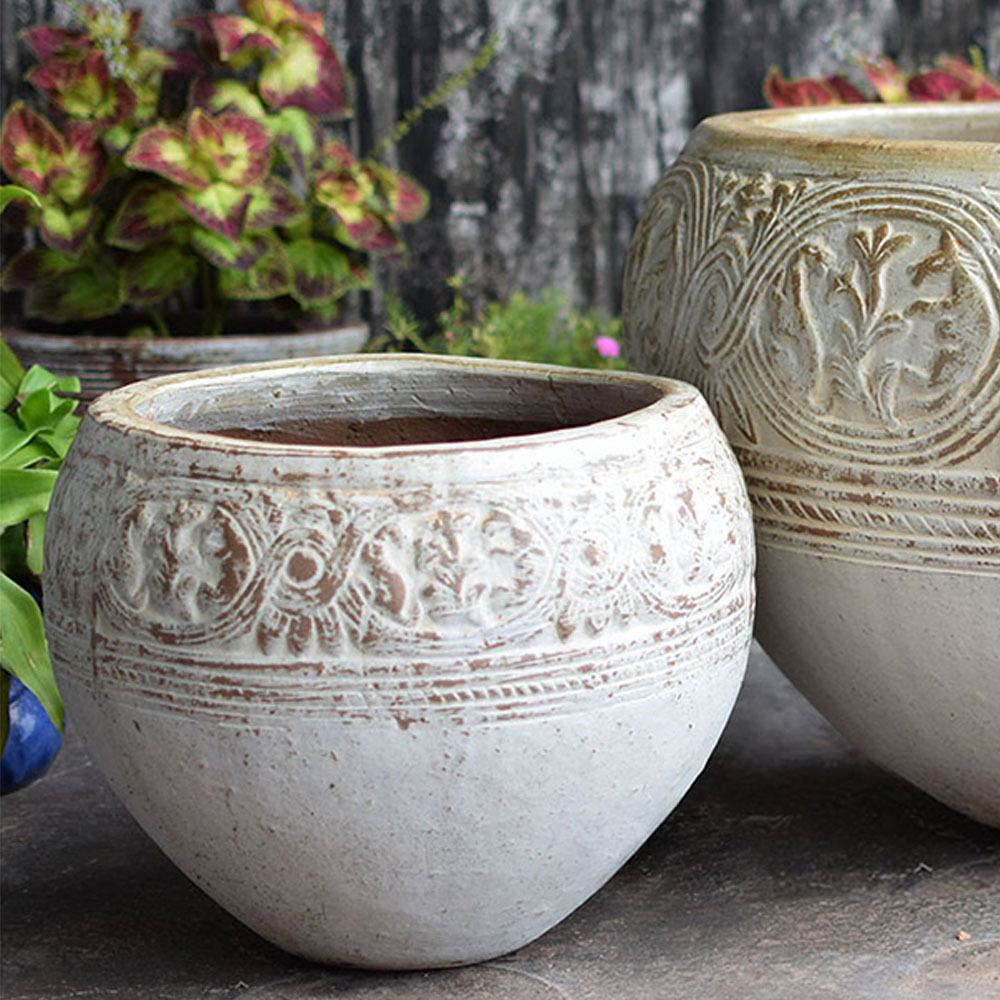 Vietnam Glazed Ceramic Clay Rustic Pot Home and Gardening Vase Outdoor Antiques Flowers Atlantic Style Pottery Planters