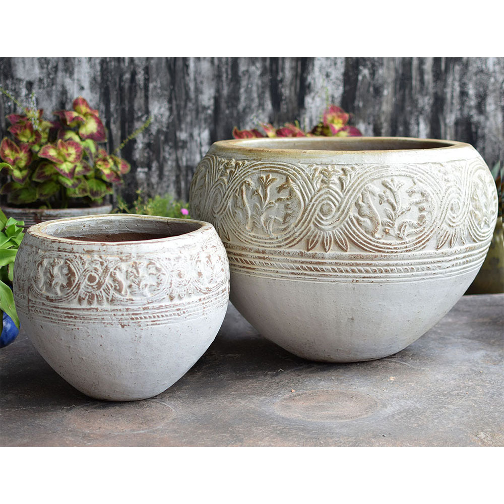 Vietnam Glazed Ceramic Clay Rustic Pot Home and Gardening Vase Outdoor Antiques Flowers Atlantic Style Pottery Planters