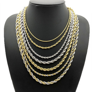 Hip Hop Stainless Steel Chain Necklaces Matching Jewelry For Men Or Women Twisted Rope Chain Necklace