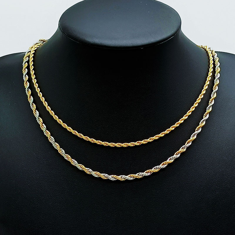 Hip Hop Stainless Steel Chain Necklaces Matching Jewelry For Men Or Women Twisted Rope Chain Necklace