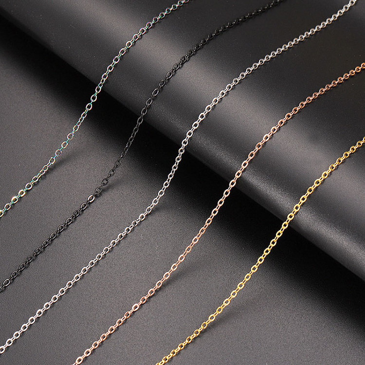 G1989 Hot Selling Steel Gold Rose Gold Black Stainless Steel Cross O Shape Chain Necklace Chains Jewelry For Making