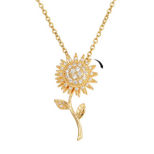 G2017 Sun Flower Rotating Pendant Necklace Gold Clavicle Chain Relieve Stress Spinning Sunflower Necklace For Women Jewelry