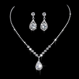 G1781 2022 Fashionable Hot Sale Bridal Luxury Necklace Jewelry Set Rhinestone Wedding Accessories Jewelry Set