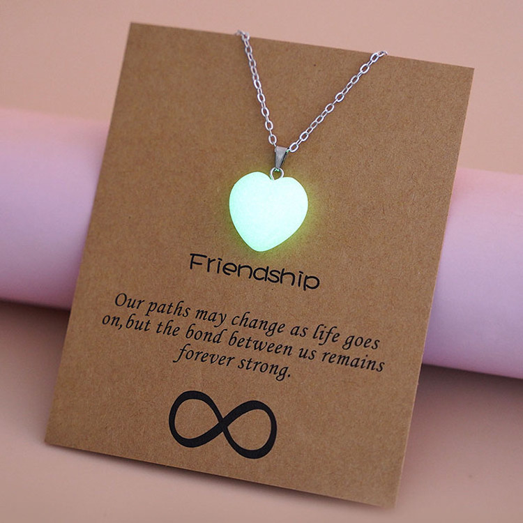 G1828 Luminous Glowing Charms Necklaces Jewelry Brown Message Card Heart Pendant Glow In The Dark Necklace