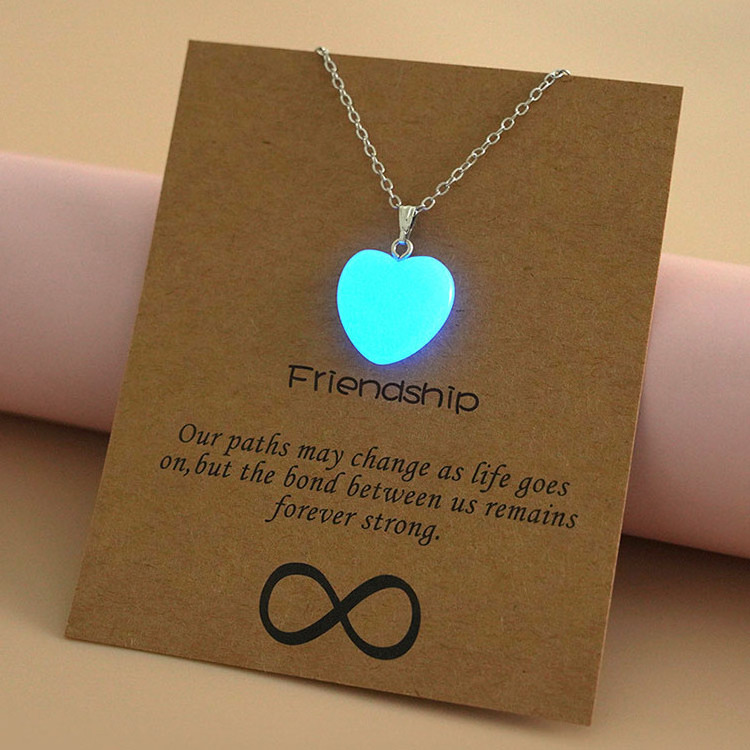 G1828 Luminous Glowing Charms Necklaces Jewelry Brown Message Card Heart Pendant Glow In The Dark Necklace