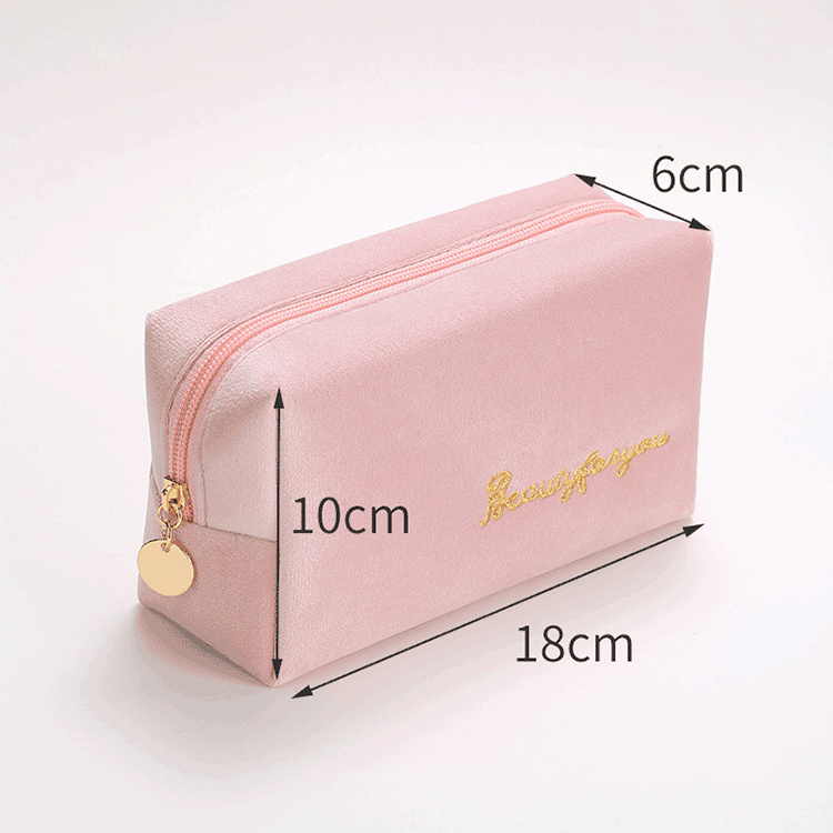 H049 Custom Logo Wholesale Bolsa Para Cosmeticos Velvet Travel Toiletries Wash Amenity Kit Cosmetic Makeup Bags With Lipstick