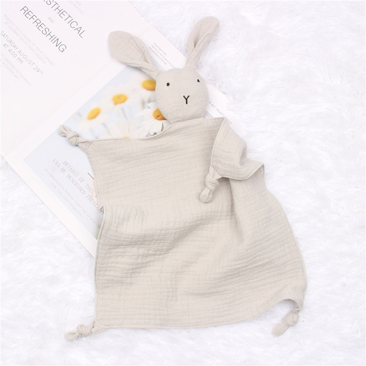 Organic Cotton Gauze Muslin Bunny Blanket Toy Baby Comforter Pacify Towels Bibs M1165