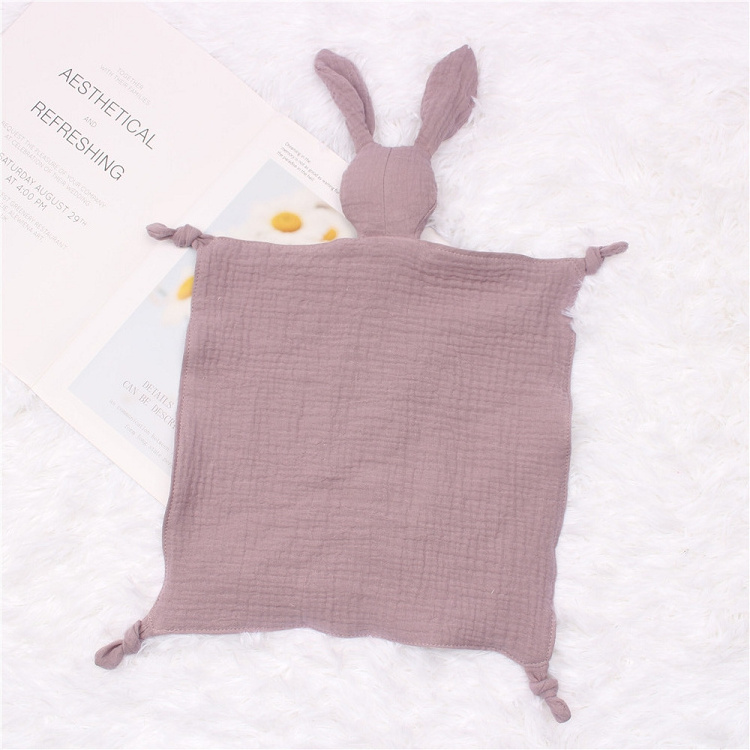 Organic Cotton Gauze Muslin Bunny Blanket Toy Baby Comforter Pacify Towels Bibs M1165