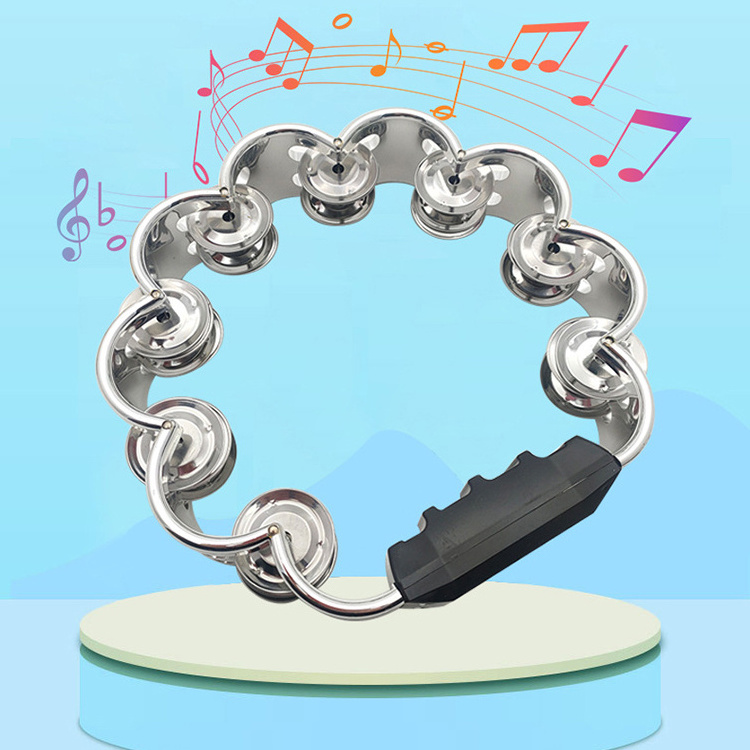 M2430 Wholesale Plastic Double Row Tambourine Flower Shaped Tambourine Musical Instrument Hand Held Bell Drum Tambourine