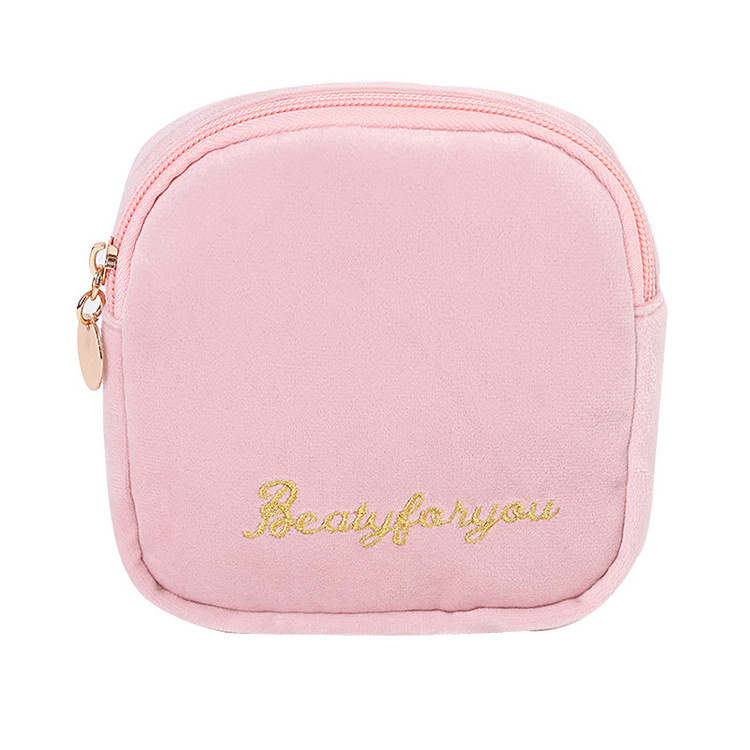 H049 Custom Logo Wholesale Bolsa Para Cosmeticos Velvet Travel Toiletries Wash Amenity Kit Cosmetic Makeup Bags With Lipstick