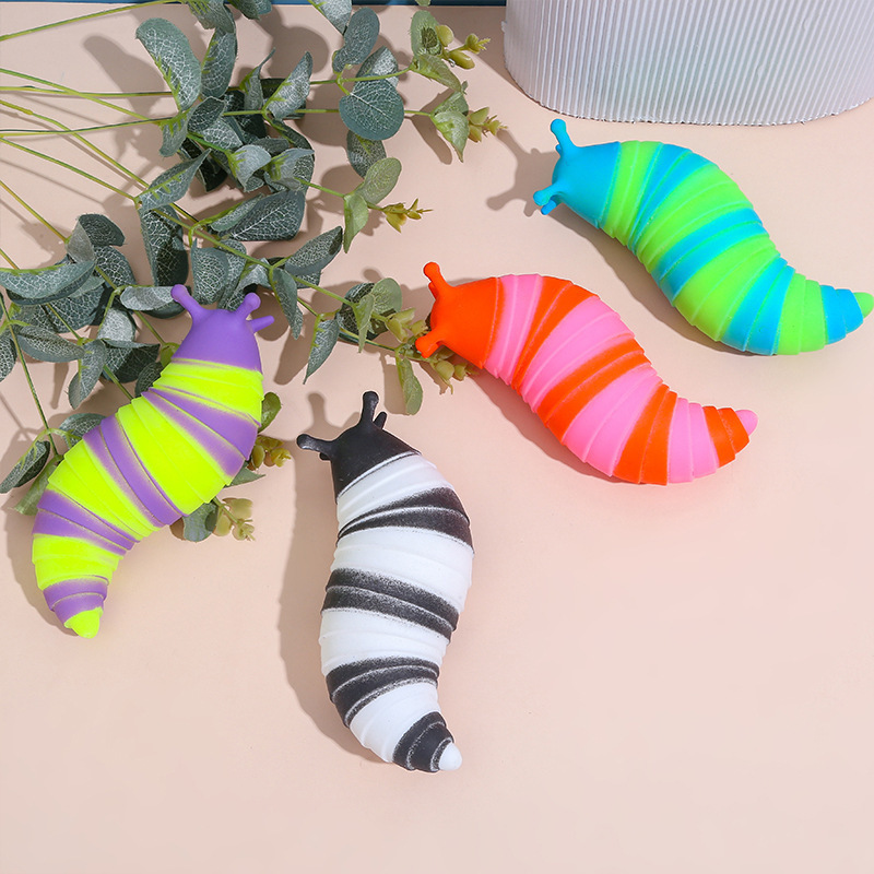 M2077 Hot Selling Squishy Animal Colorful Vent TPR Soft Anti Stress Toys Plastic Fidget Toy Squeeze Slug