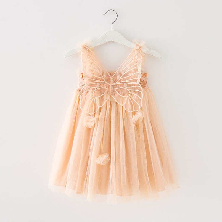 M2195 Wholesale Sleeveless Kids Princess Dresses Summer Butterfly Fairy Tulle Sling Dress Baby Girls Tutu Dress With Wings