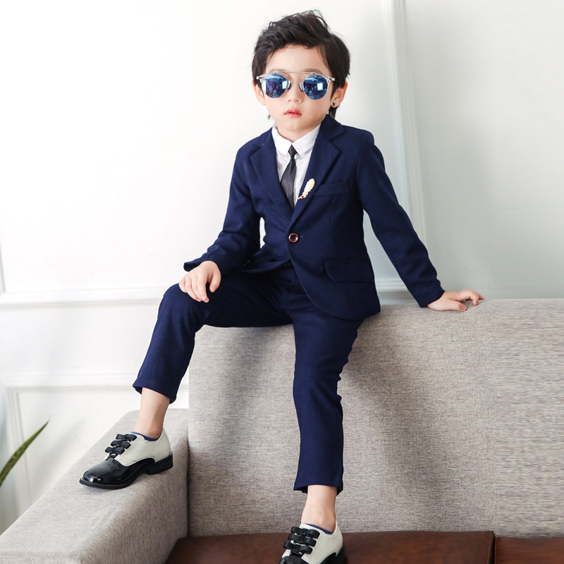 Flower Boys Formal Wedding Suit Children Blazer +Pants Tie 3 Pcs Clothing Set Kids Performance Party Tuxedo Dress Costume